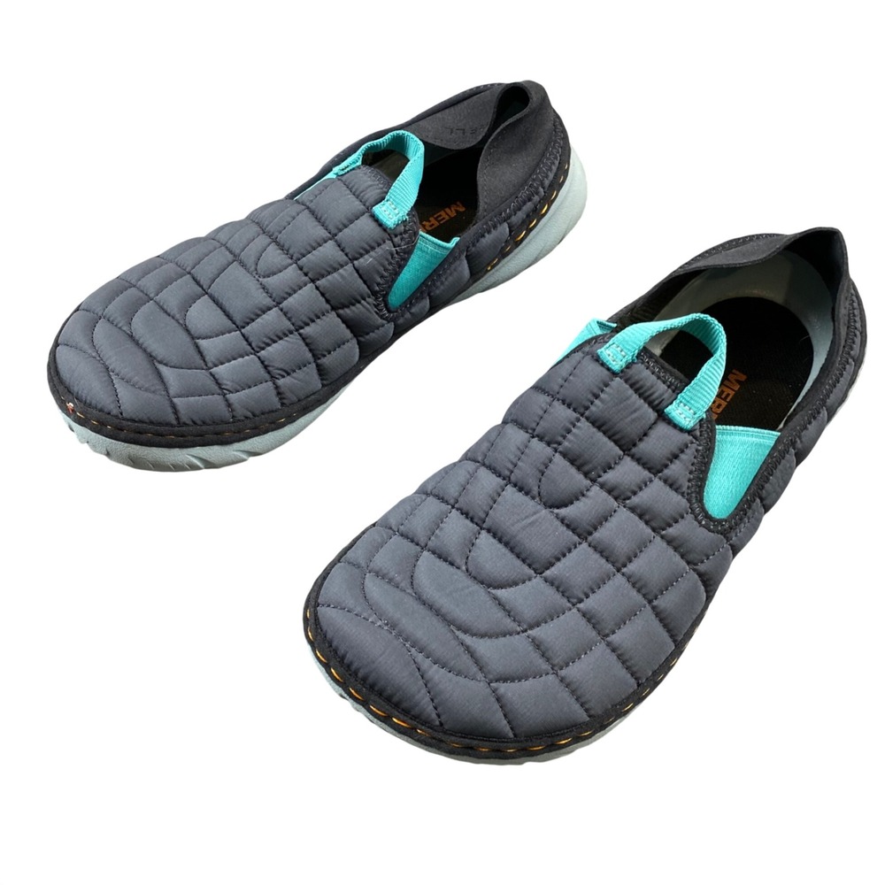 Merrell Hut Moc Womens 8 Ebony Teal Quilted Slip On Camp Shoes J62340